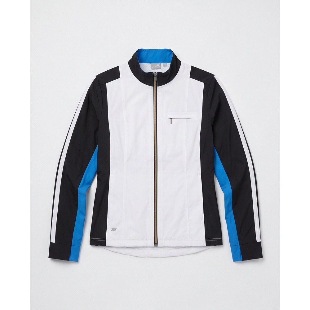 Tail Tech Womens Large Colorblock Full Zip Golf Jacket White Black Blue